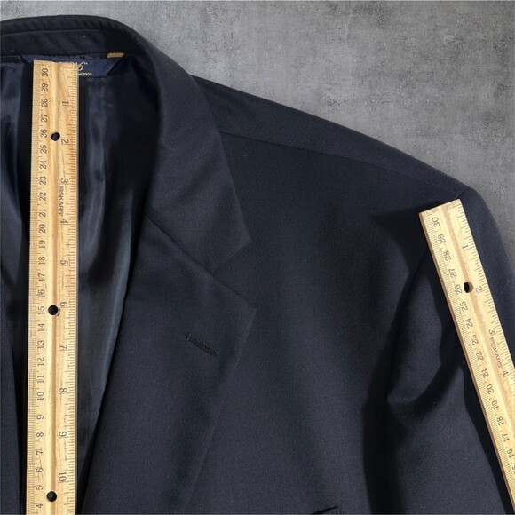 BROOKS BROTHERS Mens 46L Navy Wool Blazer Sport Coat 2 Button Single Vent Jacket - Picture 6 of 16